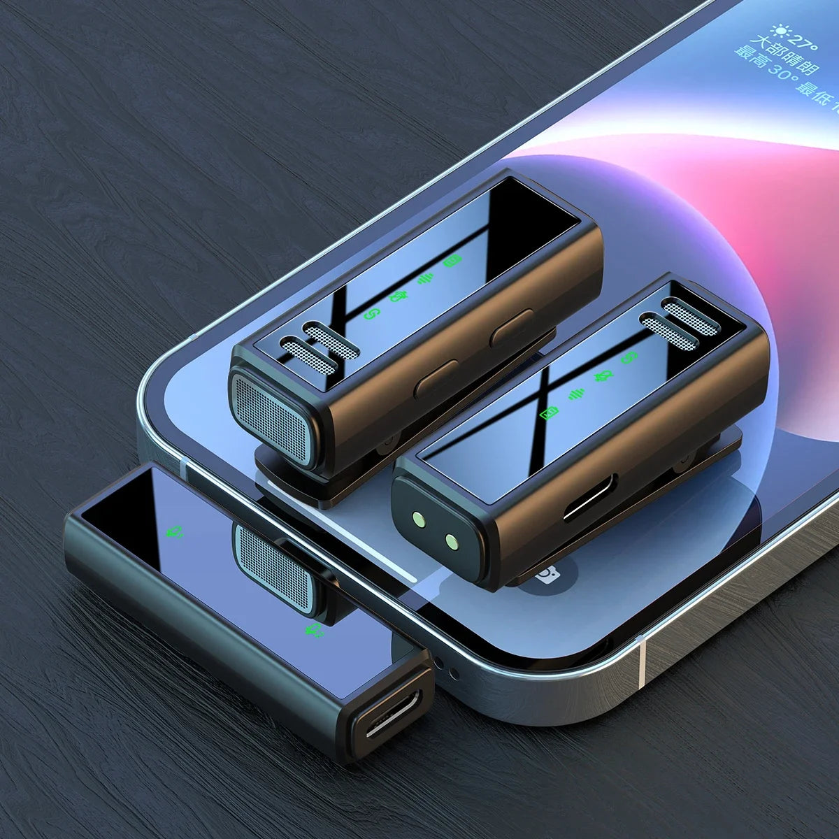 FIFAR Wireless Lavalier Microphone Mini Portable Noise Reduction Audio Recording Microphone For iPhone Android With Charging Box - Stereotech