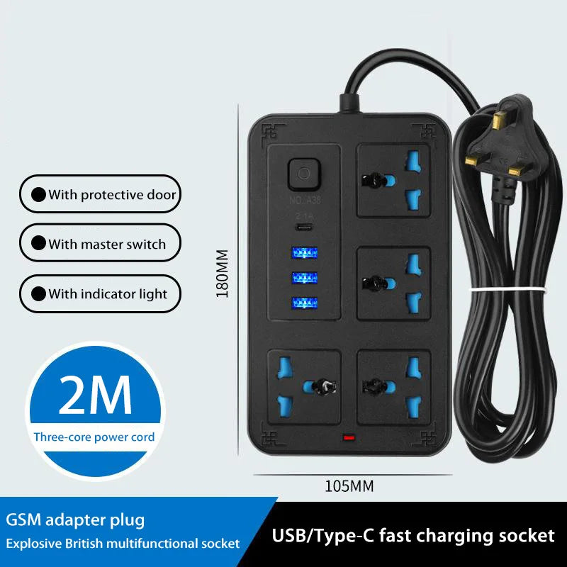Xiaomi Universal Power Strip 2M Power Socket EU UK US AU Plug 2500W with USB Type-c Fast Charging Global Universal Socket