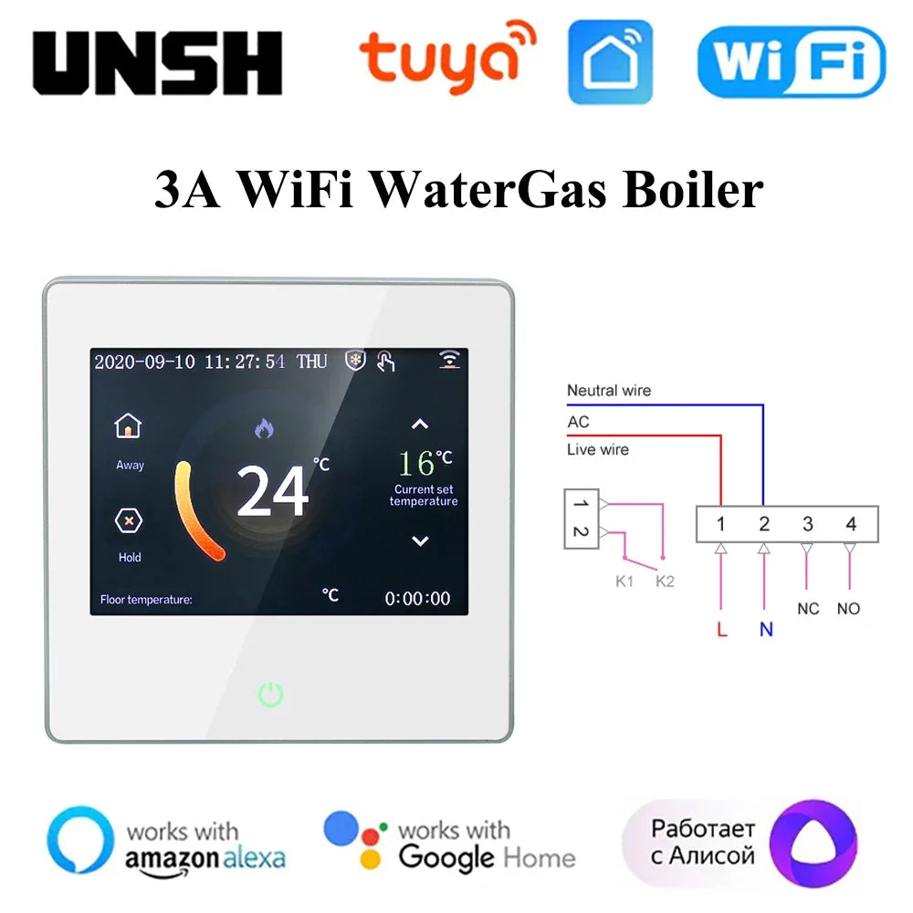 Tuya WiFi Smart Thermostat Temperature Heating Controller Water/Electric/Boiler Heating Led Touch Screen for Google Home/Alexa