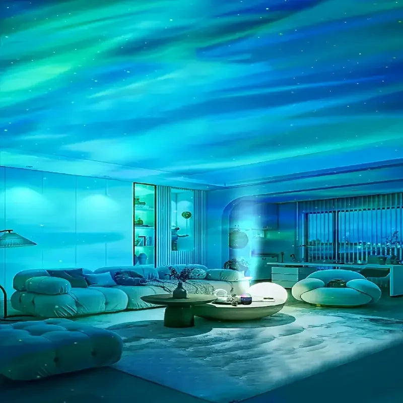 USB Powered Aurora &amp; Water Ripple Projector Light Color Changing Rotating Starry Sky Night Light with Remote Control for Bedroom