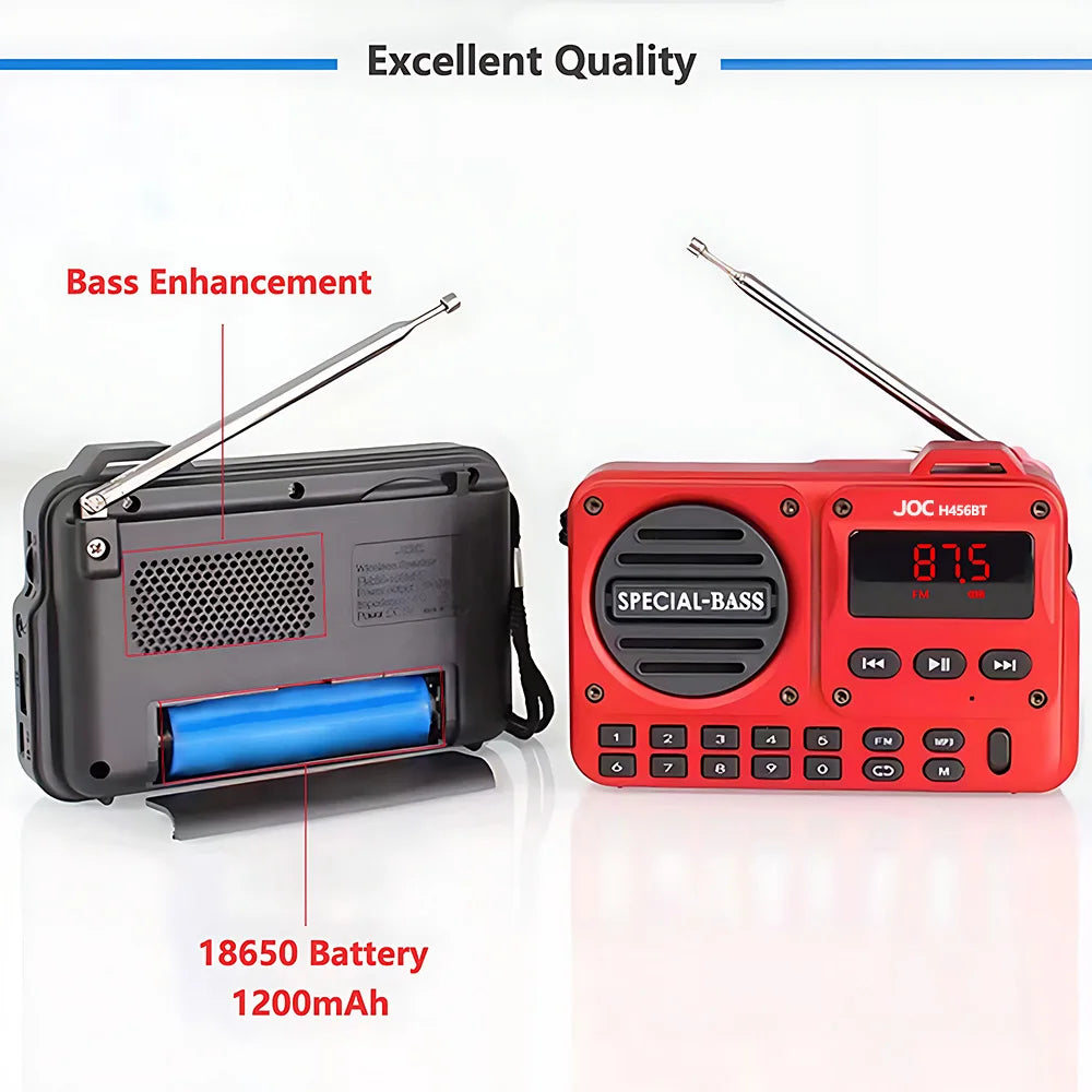 Portable Radio FM Rechargeable Bluetooth Speakers With FM Radio Receiver Support Earphone USB TF Card MP3 Player Speaker Radios