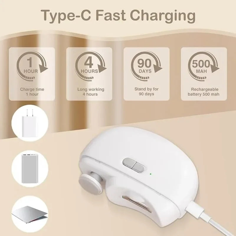 Automatic Nail Clipper Electric Nail Trimmer Polisher 2 in 1 Fingernail Cutter with Led Light for Baby Kids Adults Seniors