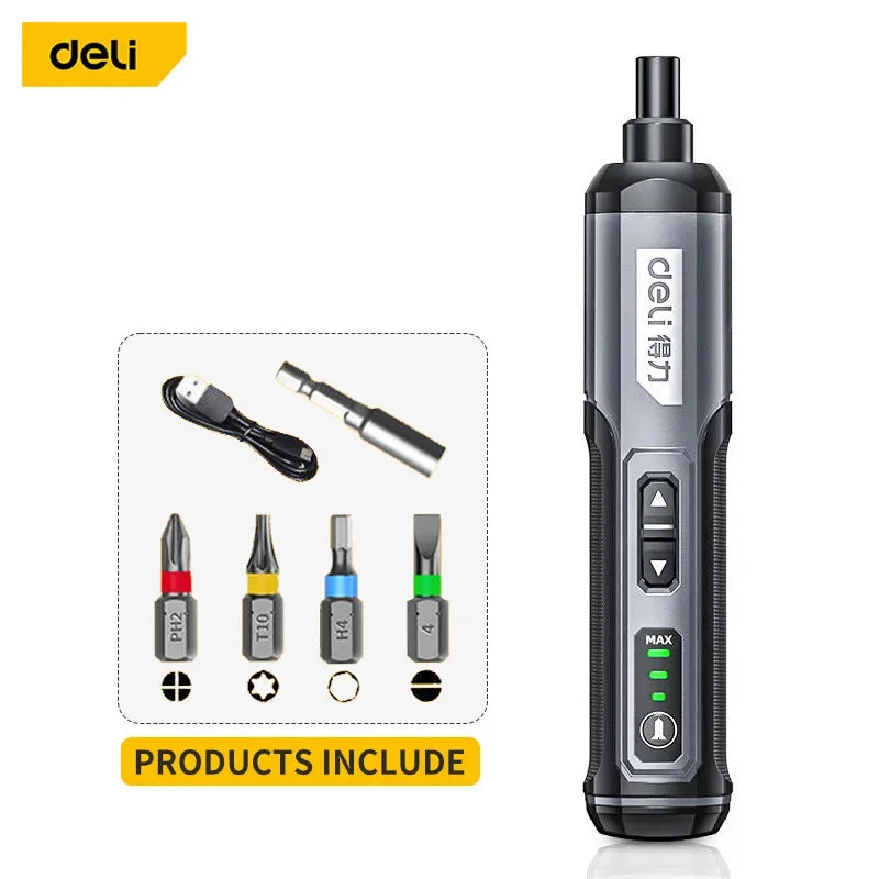 Deli 4V Electric Screwdriver Set USB Rechargeable 10/33 Bit Set Mini Drill Multi-function Disassembly Torque Repair Tools Kit