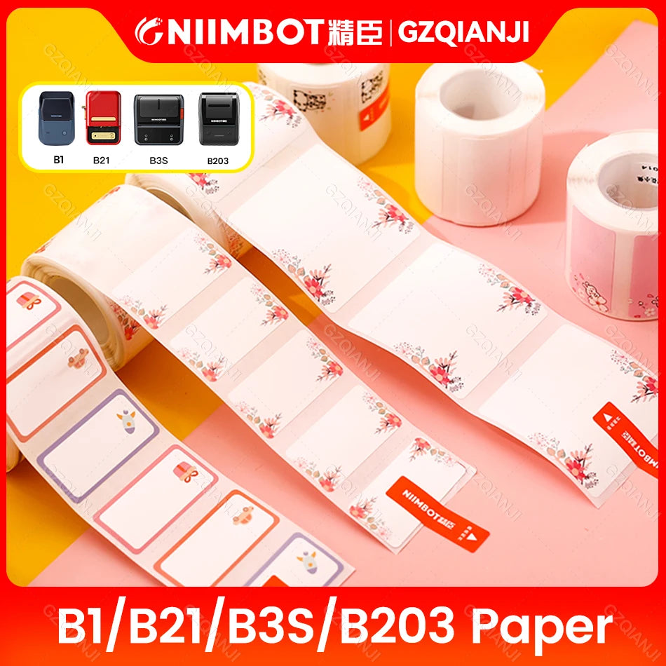 NIIMBOT B21 B3S B203 Label Pasting Lovely Color Label Machine Printing Paper Three Anti Thermal Label Paper Self-adhesive Color - Stereotech