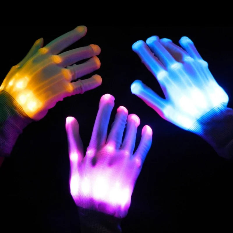 Party LED children&#39;s gloves neon lights Halloween lights props luminous skeleton gloves stage costumes Christmas supplies