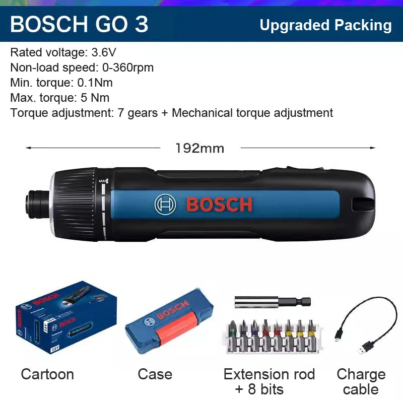 Bosch GO3 Professional Cordless Electric Screwdriver 3.6V Rechargeable Mini Hand Drill Screw Driver Multi-Function Power Tools