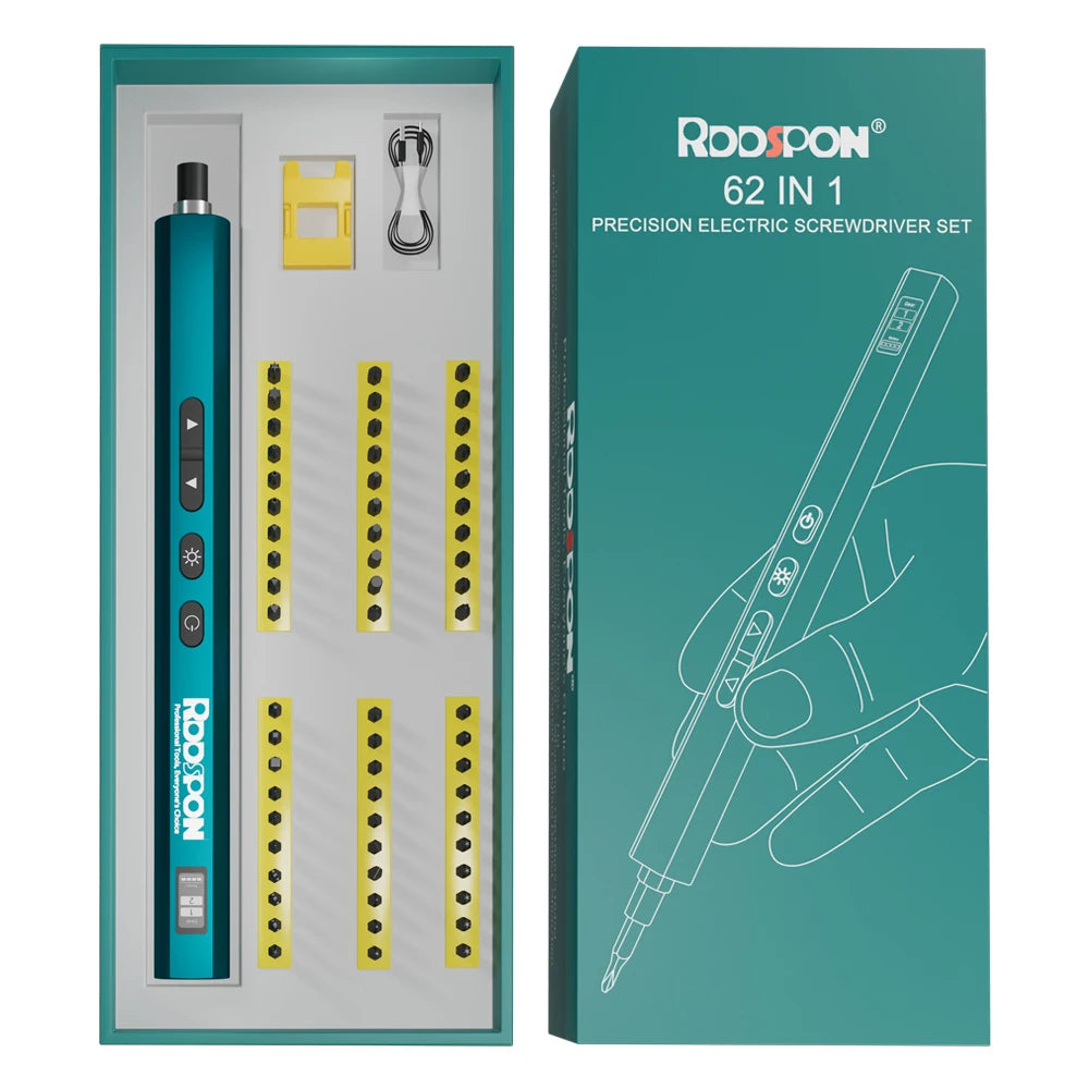 RDDSPON 62/26Pcs Professional Precision Electric Screwdriver Magnetic Set Adjustable Torque Rechargeable for Smart Home Repair