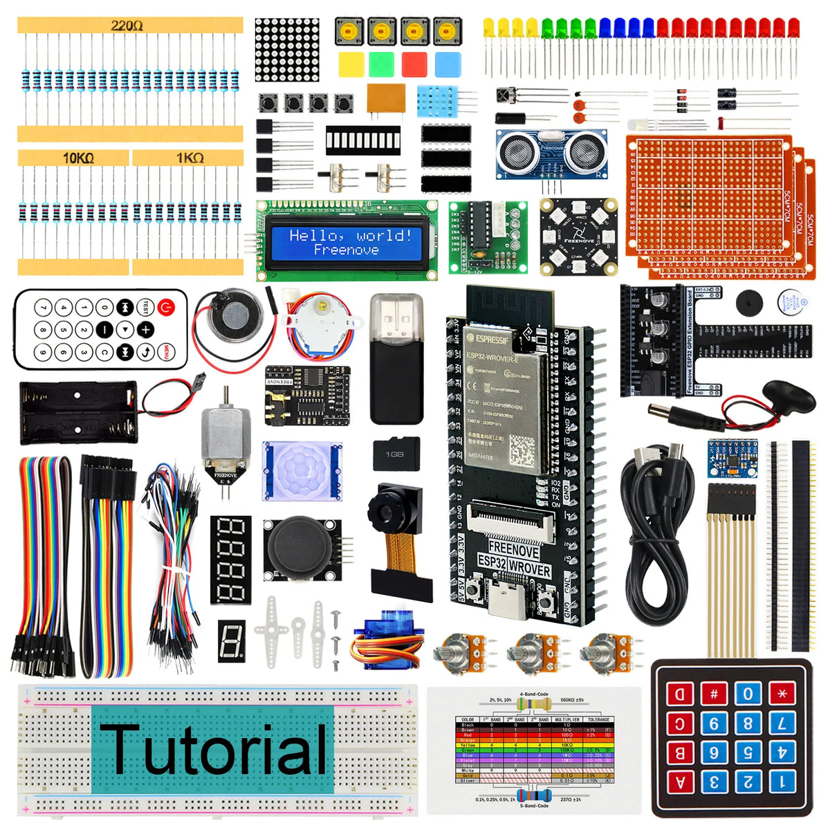 Freenove Ultimate Starter Kit for ESP32-WROVER CAM Wireless, Python C Java, 795-Page Detailed Tutorial, 240 Items, 122 Projects