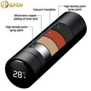 LED Temperature Display Thermos Cup 500ml Smart Thermos Bottle Stainless Steel Vacuum Flask Portable Water Bottles Adult - Stereotech