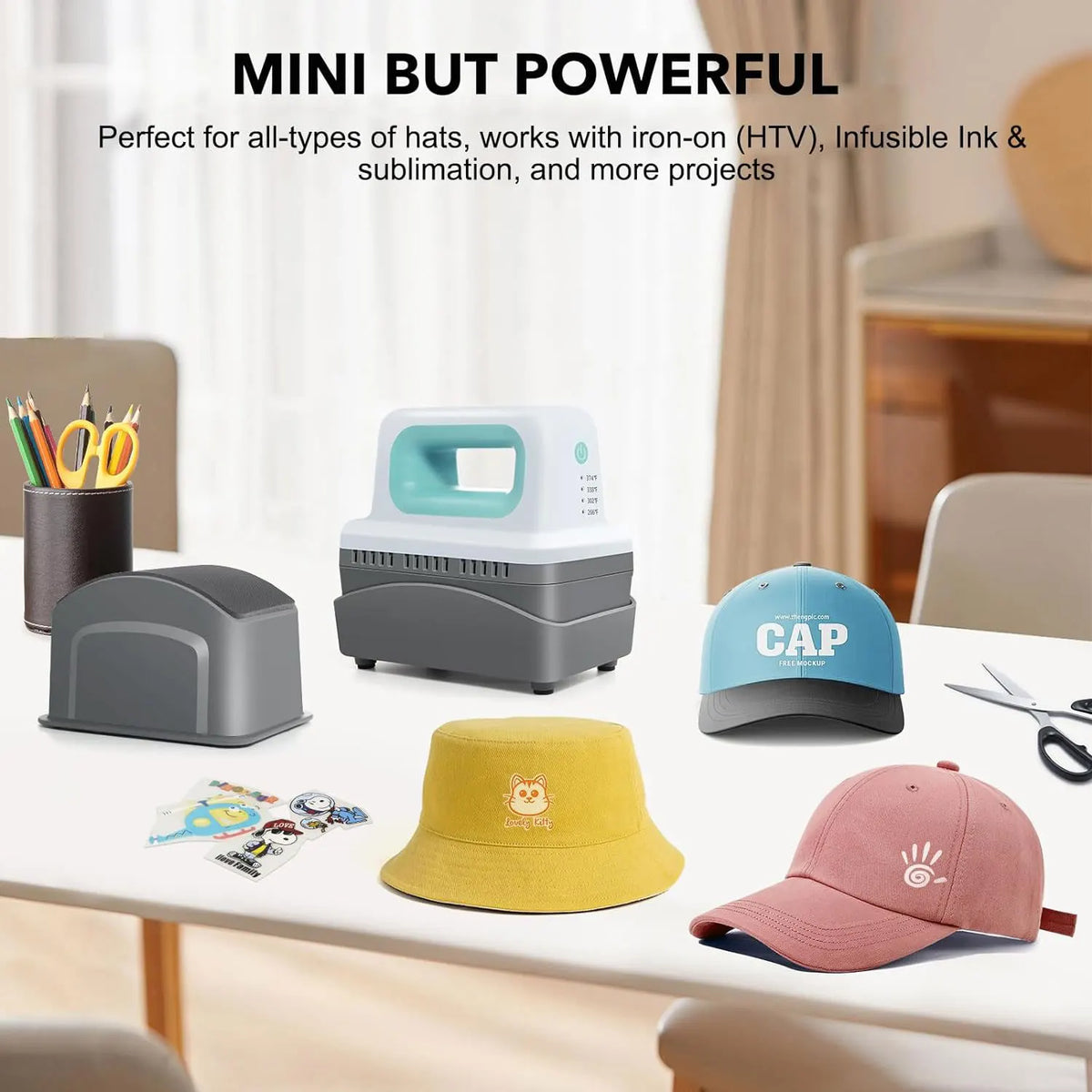 Automatic Mini Cap Hat Easy Heat Press Machine for Hats Cap HTV Sublimation Transfer Printing Portable DIY Pressing Machine Bulk - Stereotech