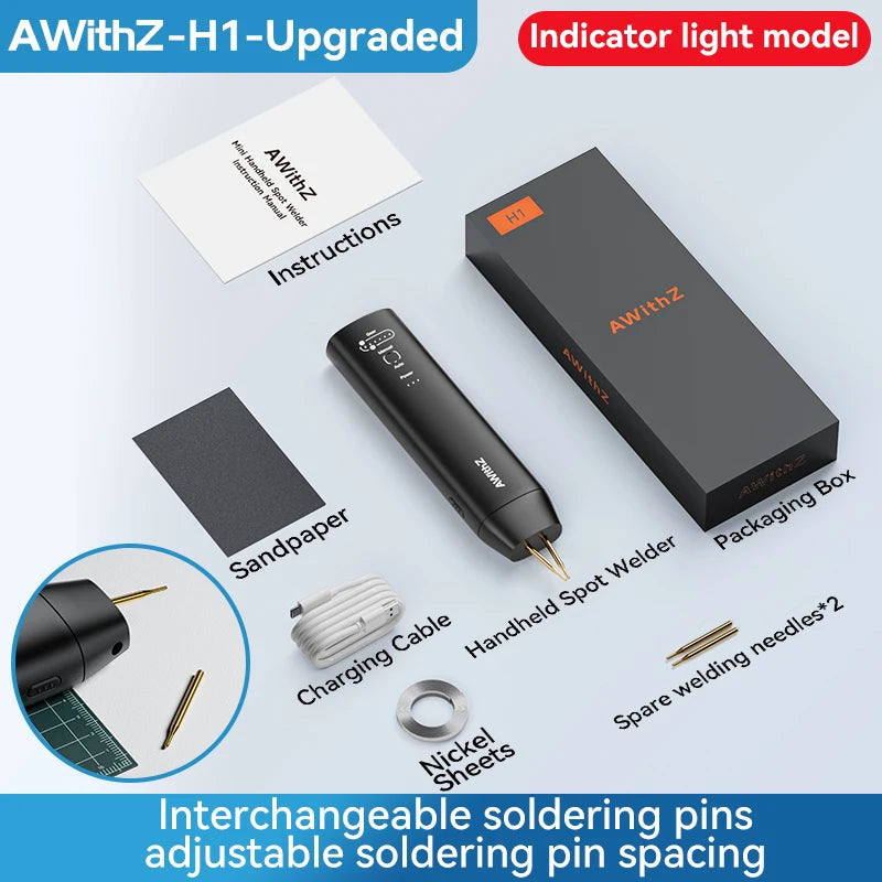 AWithZ Portable Spot Welder DIY Handheld Spot Welding Machine 90 Gears Adjustable Spot Welding for 18650 Lithium Battery
