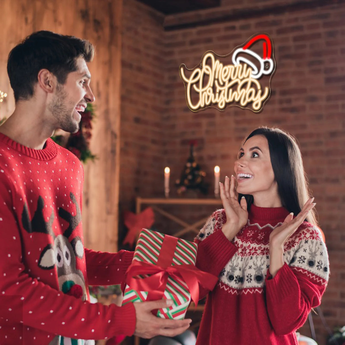 Merry Christmas Neon Sign Led Santa Hat Xmas Room Decoraiton For Navidad Party Home Bars Bedroom Club USB Powered Letter Lights