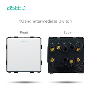 BSEED 1/2/3Gang 1/2Way Wall Button Switch Part Wall Power Socket Electrical Outlets Glass Frame DIY Module Part Free Combination