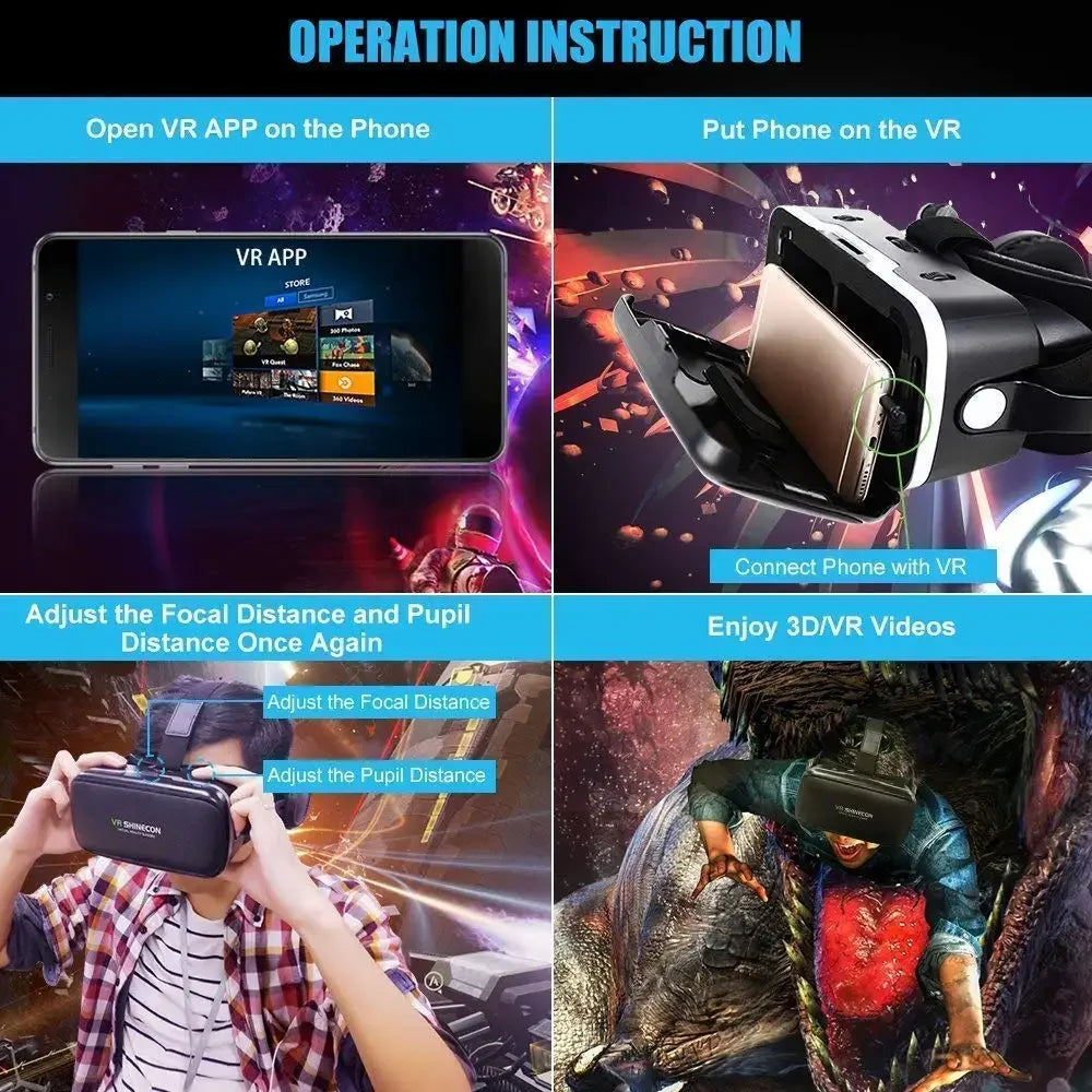 G04EA Original VR Shinecon 6.0 Virtual Reality Glasses 3D VR Glasses Stereo Helmet Headset with Remote Control for IOS Android