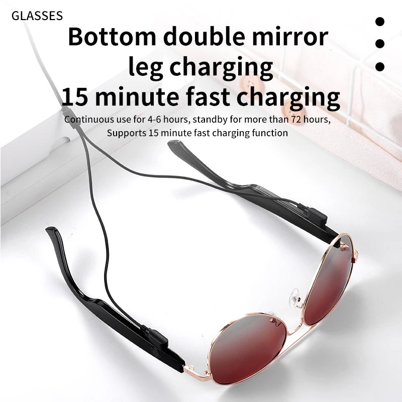 Bluetooth Sunglasses Smart Audio Glasses Nylon Lenses Dual Speakers Support Bluetooth Calls Music Eyeglasses For Men Women