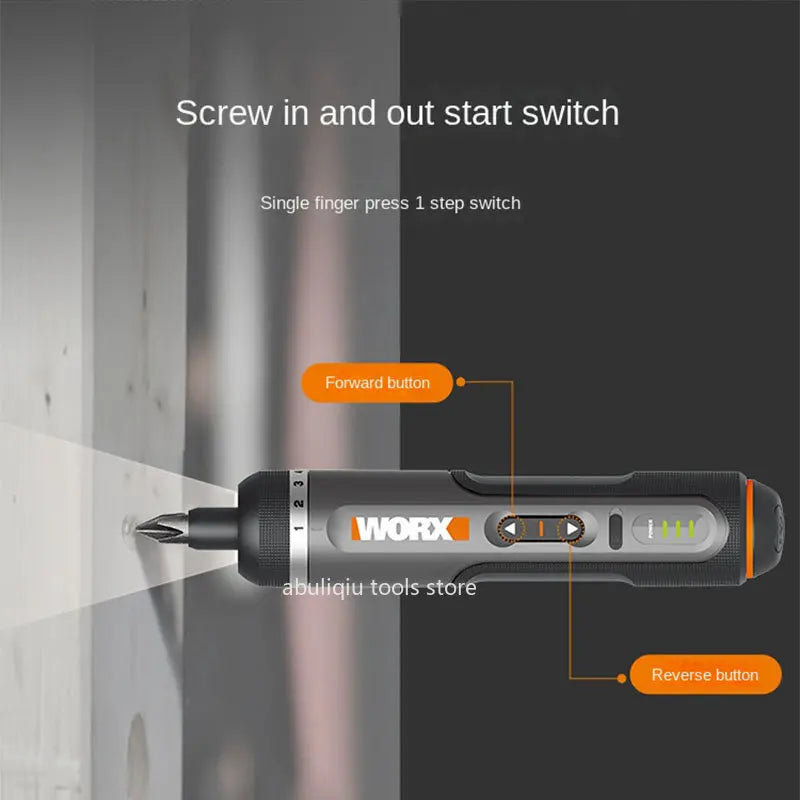 Worx 4V Mini Electrical Screwdriver Set WX242 WX240 Smart Cordless Electric Screw Driver USB Rechargeable 30 Bit Set Drill Tool