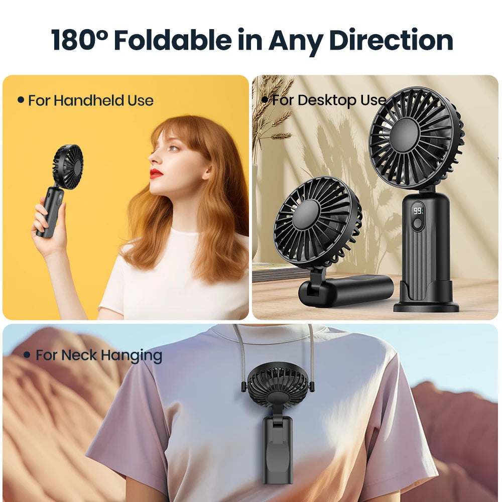 TOPK 5000mah Mini Portable Fan, USB Desk Electric Fan, Small Personal hand Fan with USB Rechargeable Cooling Neck Fans for Room - Stereotech