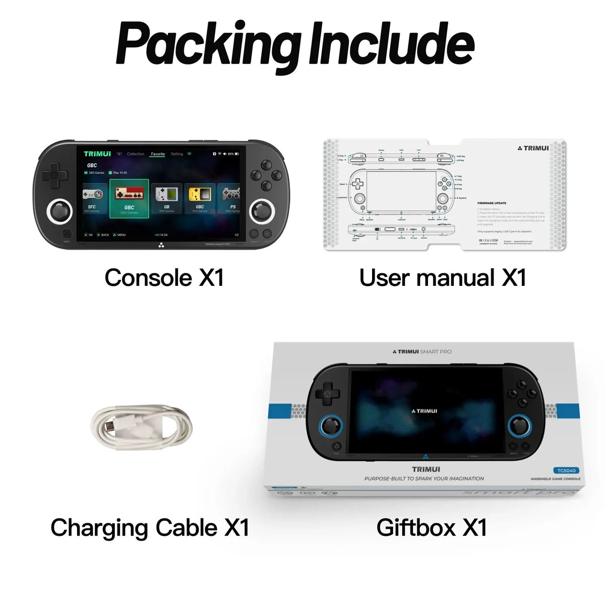 Trimui Smart Pro Handheld Game Console 4.96&#39;&#39;IPS Screen Linux System Joystick RGB Lighting Smartpro Retro Video Game Player Gift