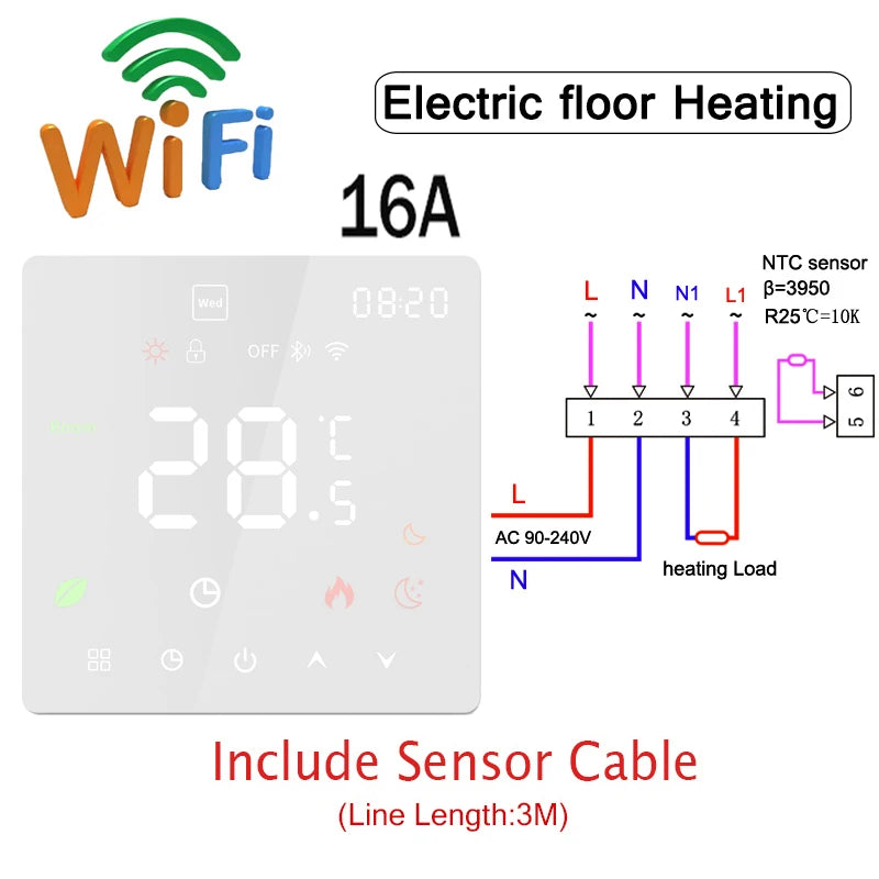 Tuya WiFi Smart Thermostat Electric Floor Heating TRV Water Gas Boiler Temperature Voice Remote Controller for Google Home Alexa