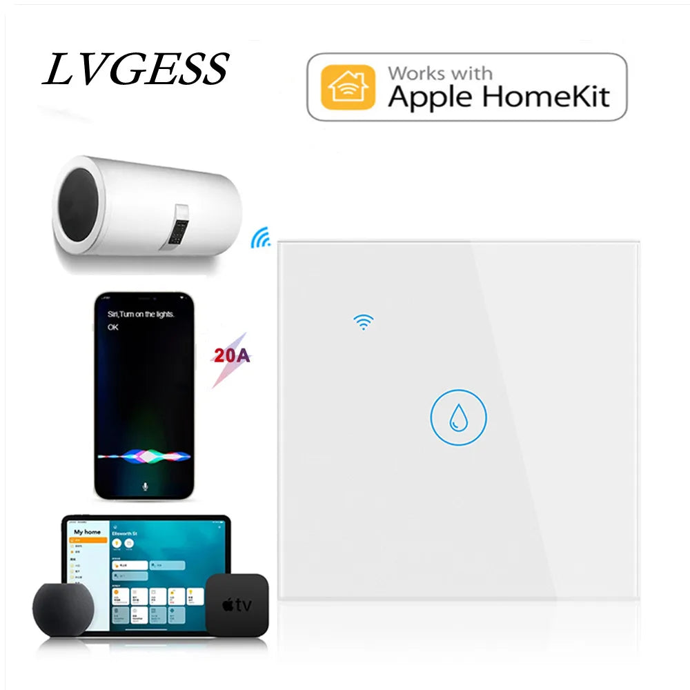 Homekit 20A Wireless Touch Wall Boiler Water Heater Switch  Electrical Light Smart Life For Google Home Alexa - Stereotech