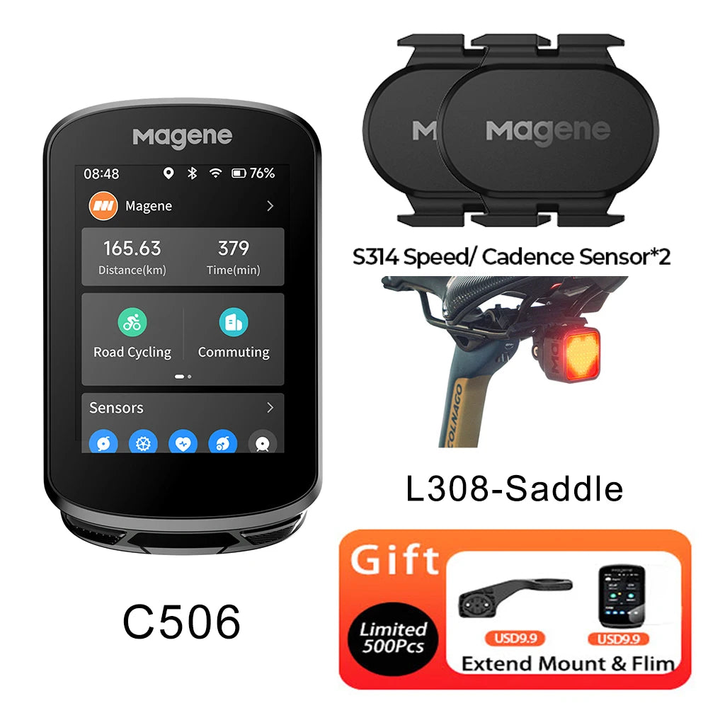 Magene C506 GPS Bike Computer Navigation WiFi Speedometer Color Touchscreen MTB Road Bicycle Odometer Cycling Training Notice