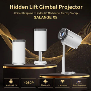 Salange X5 Projector Native 1080P HD 4K Android WiFi Bluetooth 3D Surround Sound Outdoor Office Home Theater Video Game Console