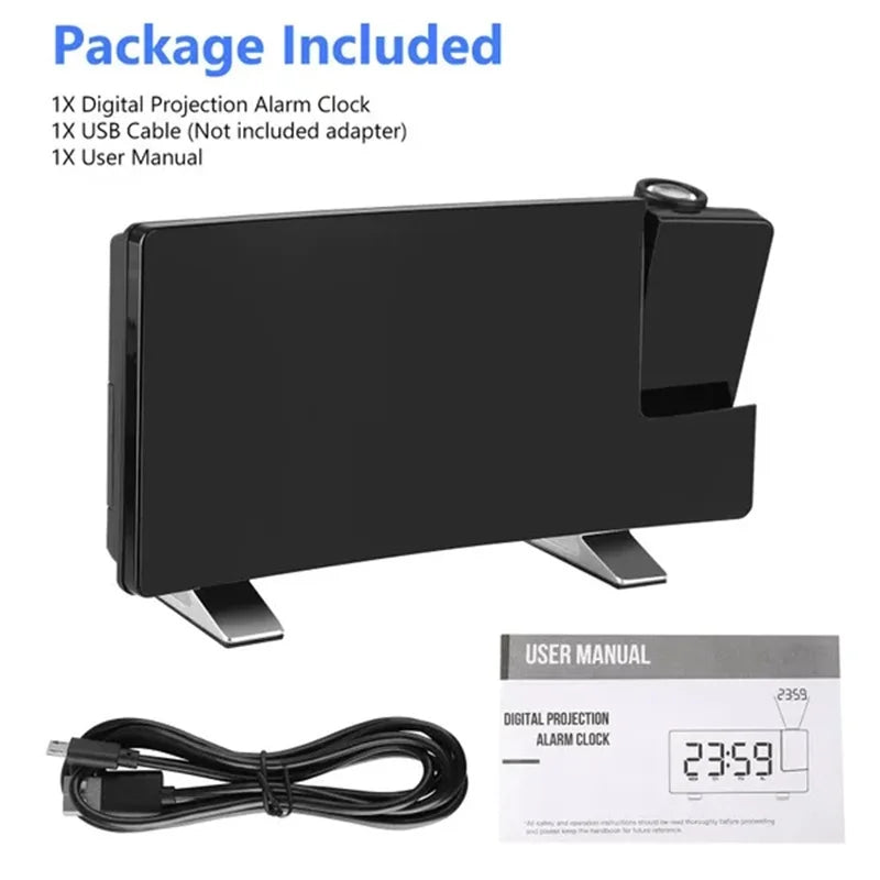 Multifuctional Projection FM Radio Alarm Clock Digital Clock with USB Charging Bedrooms Clock Wall Home Decor