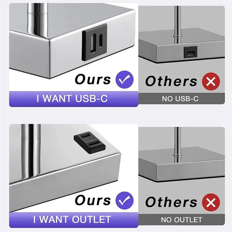 Bedside Lamp Touch Control Table Lamp with USB C+A Port Dimmable Small Light for Bedroom Living Room Bulb Included Home Decor