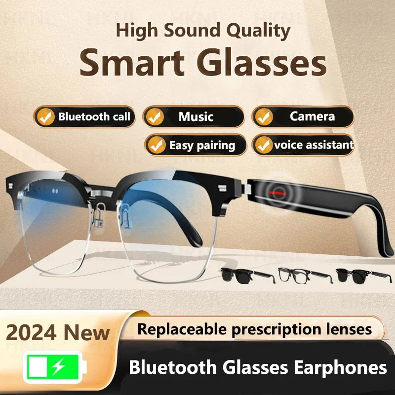 Camera Smart Glasses Blue Light Filtering Polarized Sunglass Lenses  Audio Built-in Mic &amp; Speakers Touch &amp; Voice Assistant Music