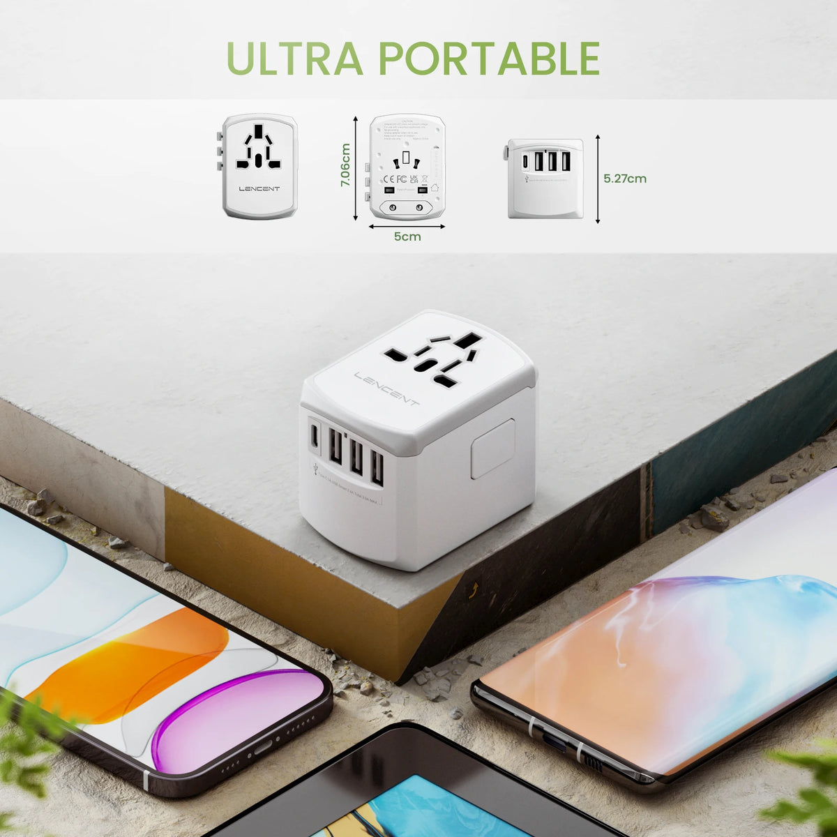 LENCENT International Travel Adapter All-in-one Travel Charger with 3 USB Port and 1 Type C Wall Charger for US EU UK AUS Travel