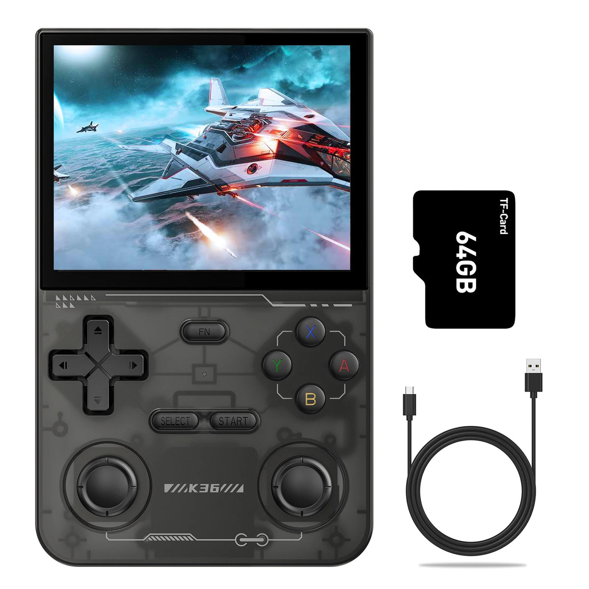 GAMINJA Open Source K36 Handheld Game Console 3.5Inch IPS Screen Built in 16000 Games Supports online doubles For PS1/PSP/DC/N64