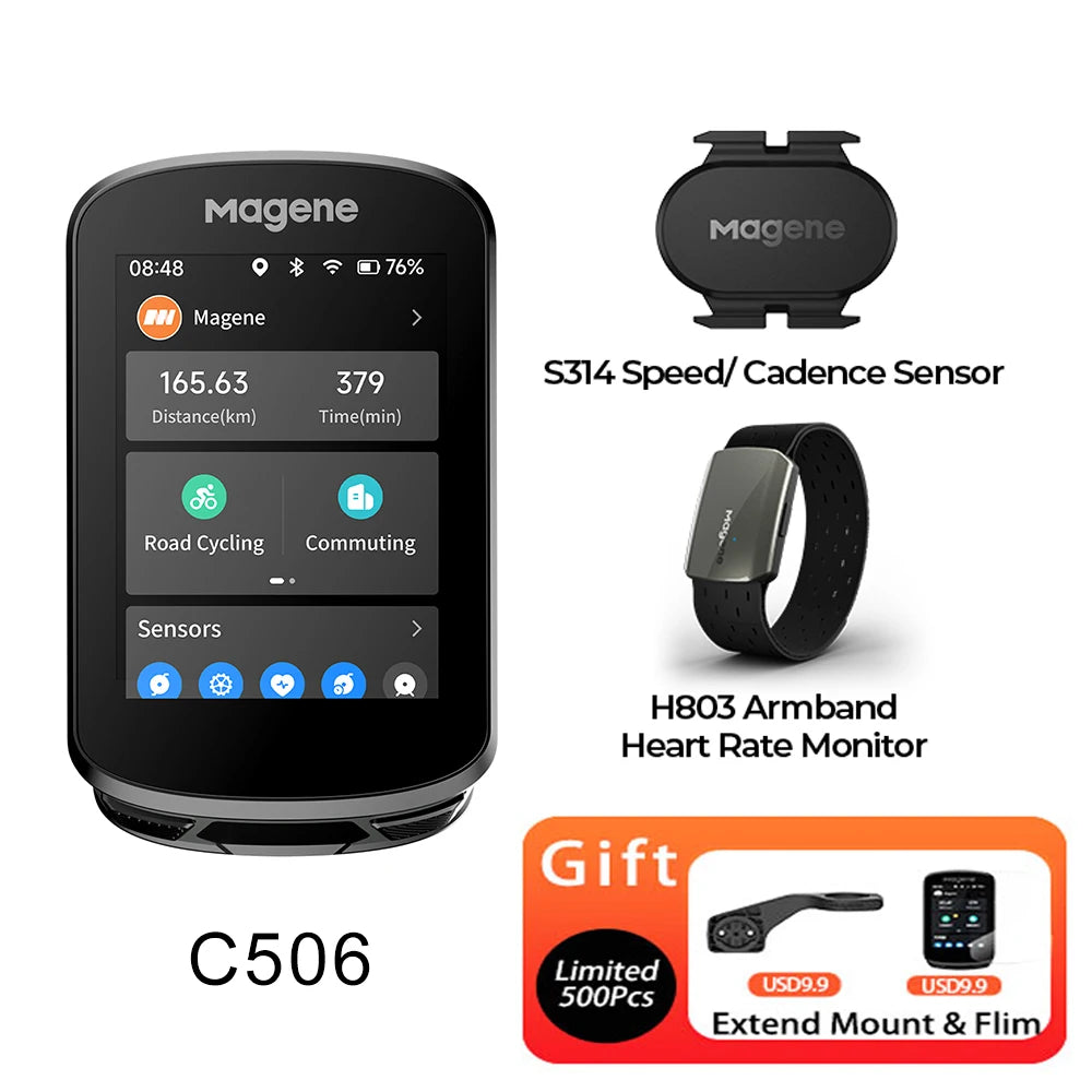 Magene C506 GPS Bike Computer Navigation WiFi Speedometer Color Touchscreen MTB Road Bicycle Odometer Cycling Training Notice