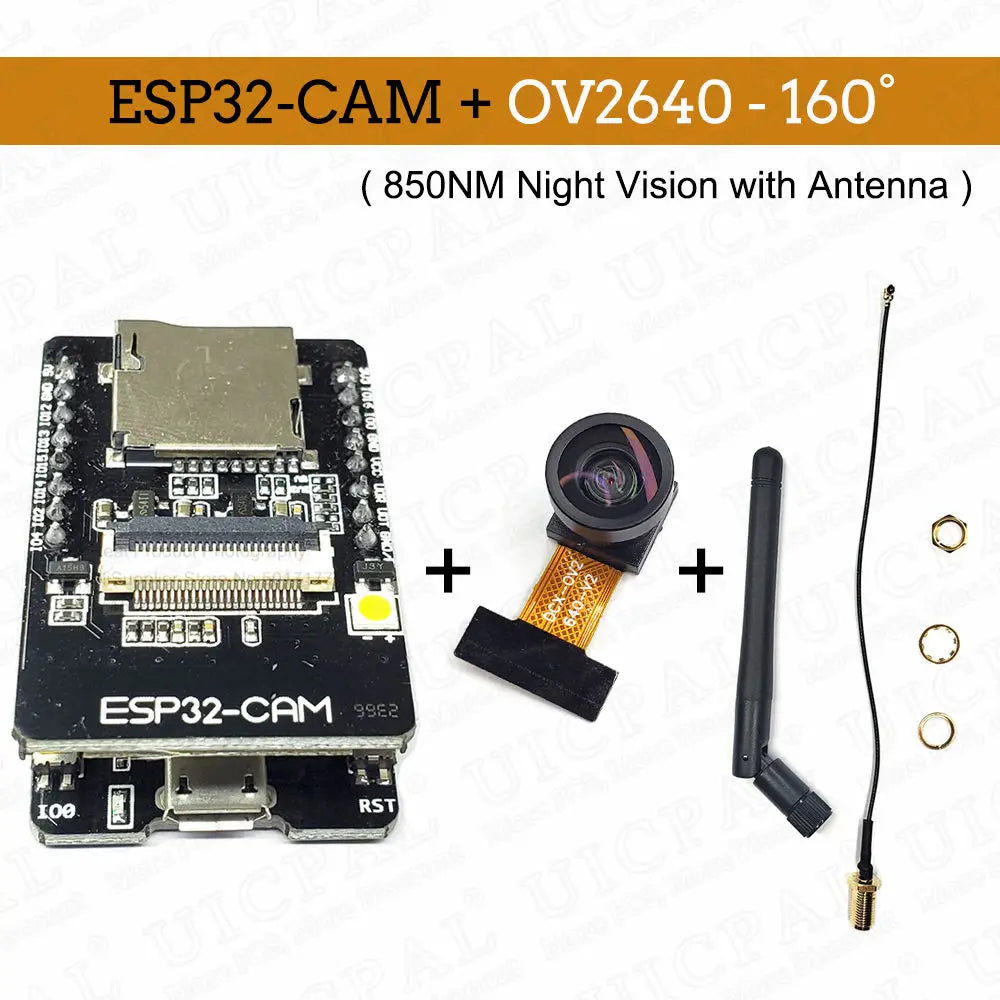 OV2640 ESP32 Cam Set with DVP 24pin Camera 66 120 160 Degree 850nm Night Vision 2MP 2.4 GHz 8MB PSRAM Wireless Bluetooth Module