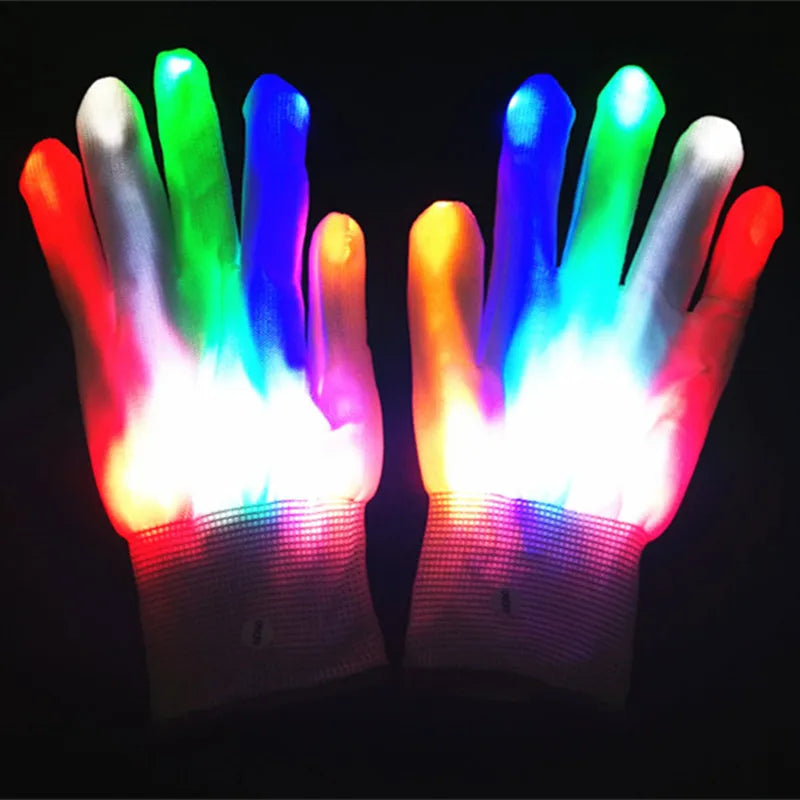 Party LED children&#39;s gloves neon lights Halloween lights props luminous skeleton gloves stage costumes Christmas supplies