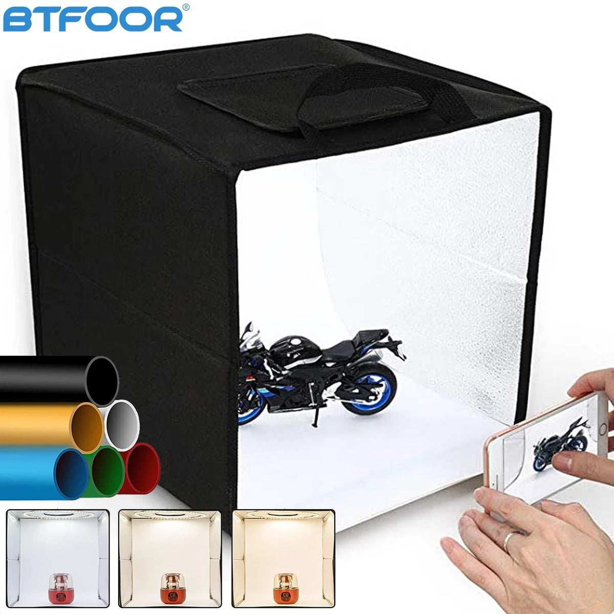 30x30cm Photo Studio Light Box Portable Folding Photography Photo Studio Tent LED Softbox Background Kit USB Tabletop Shooting