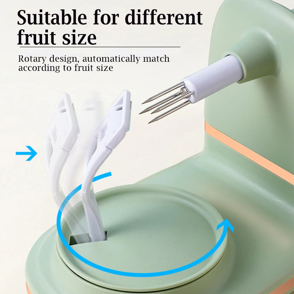 Multifunctional Kitchen Peeler Hand-cranked Manual Fruit Peeler Apple Pear Slicing Tool With Fruit Divider And Spare Blades - Stereotech