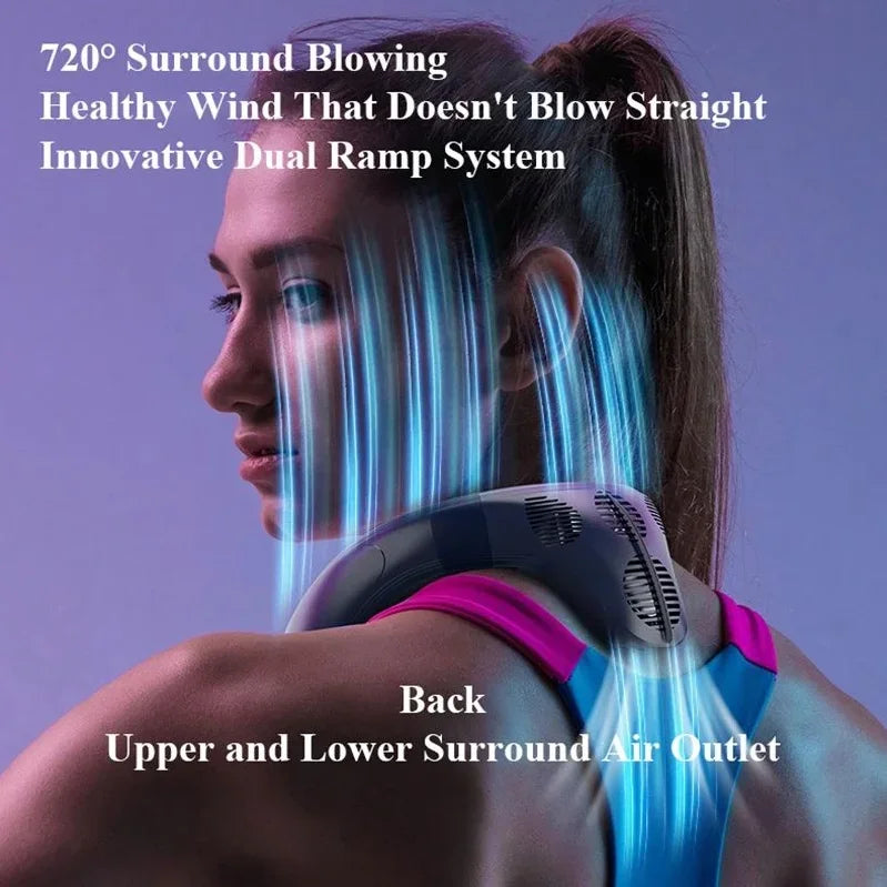 Portable Neck Fan New Neck Air Conditioner Rechargeable Semiconductor Cooling Bladeless Fan Outdoor Personal Fan Wearable Cooler - Stereotech