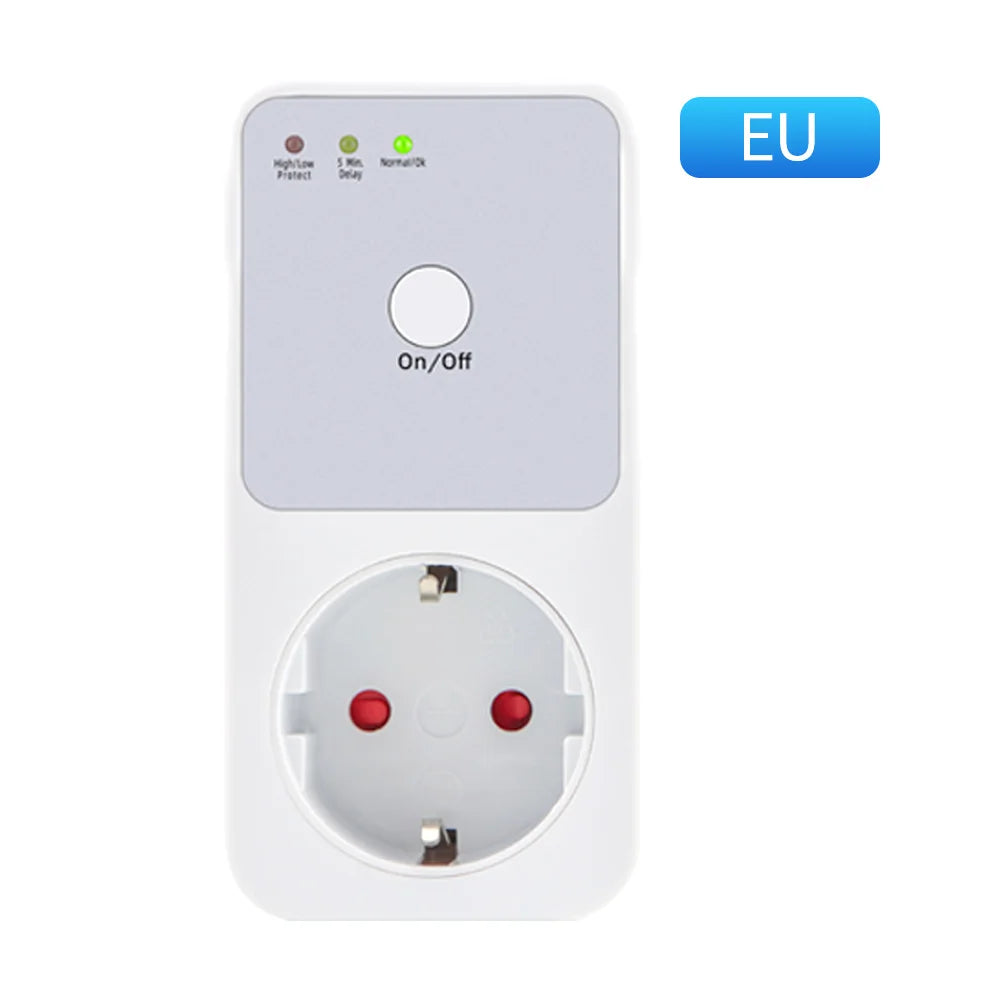 Automatic Voltage Protector Socket Switcher VAC 220V Power Surge Safe Protector EU FR UK US Plug Socket Refrigerator Protect