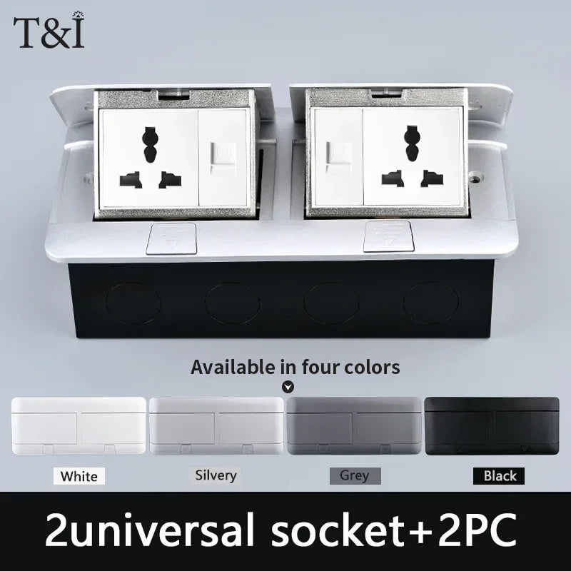 EU Floor Socket Hidden Desktop Socket with USB HDMI TV Cabinet Electrical Outlet Recessed Power Strip Table Socket 120x220mm