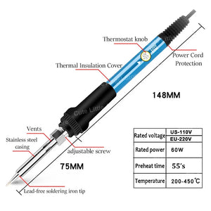 60W Electric Soldering Iron LCD Digital Display Adjustable Temperature Welding Repair Tools 220V / 110V Solder Wire Tips