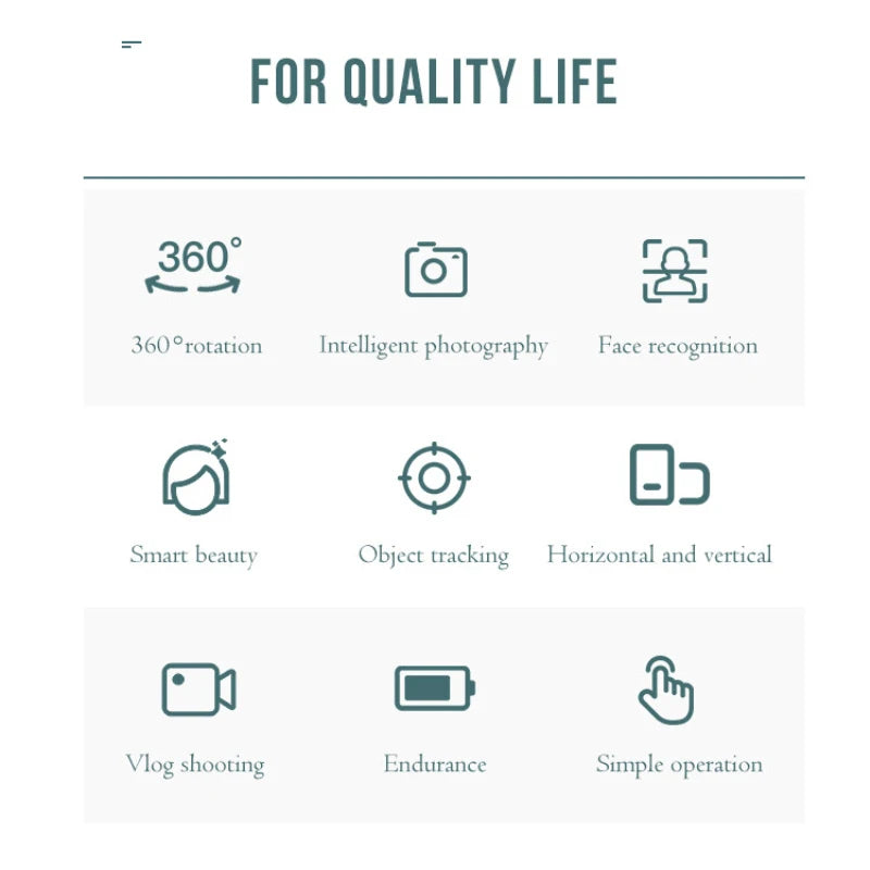 Rotation Face Tracking Selfie Stick Tripod All-in- Object Tracking Holder Camera Gimbal Photo Vlog Live Video Record - Stereotech