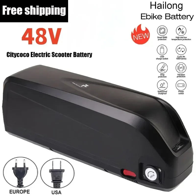 Original Citycoco Electric Scooter Battery 48V 20Ah-60Ah for 250W~1500W Motorcycle/bicycle Waterproof LithiumBattery+2A Charger