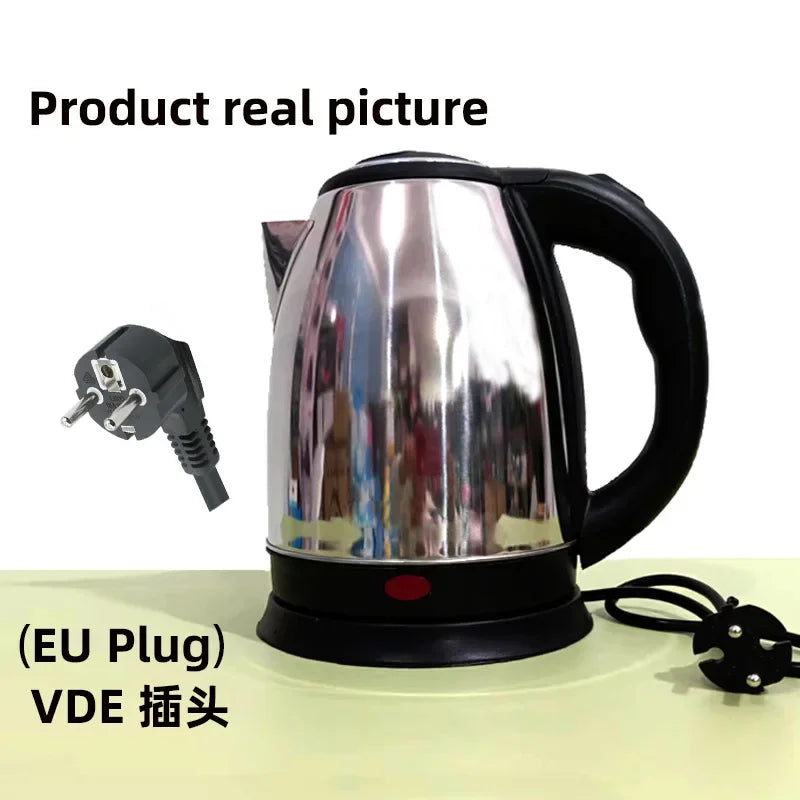 2.0L stainless steel electric kettle Silver gray Base Separation Desion Rust-resistant Durable for Home Office During Travel - Stereotech