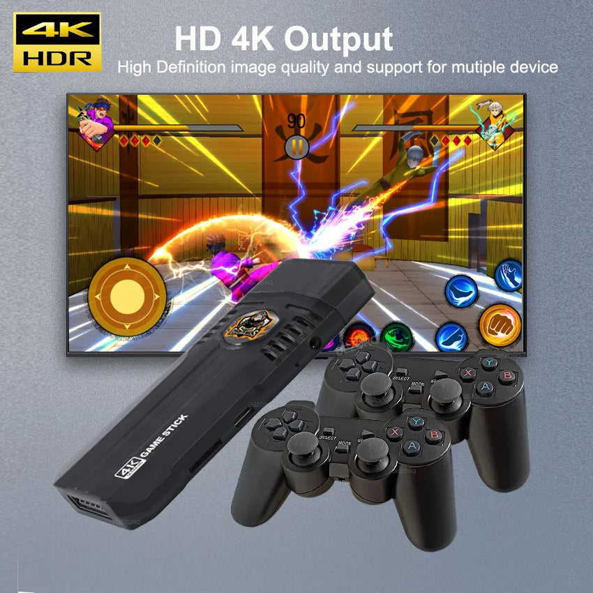 X8 Pro Retro Video Game Console 64G 30000+ Games Emuelec 4.5 Wireless Gamepad 40+ Emulator Game Stick 4K  for N64/PSP/SNES