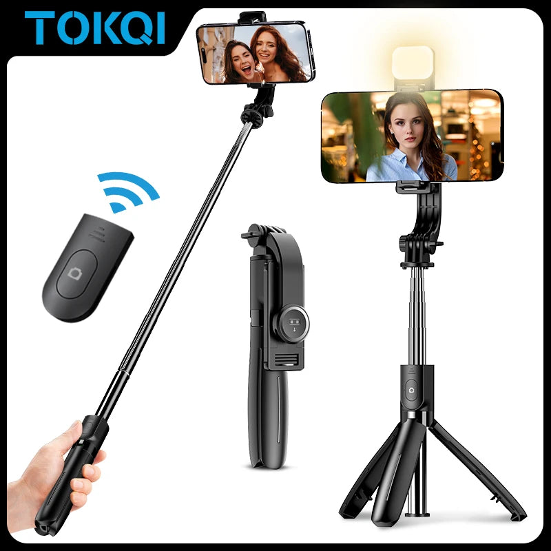 L21 Selfie stick Tripod with Wireless Bluetooth Remote Shutter for Phone Android IOS Cellphone, Optional add Fill Light
