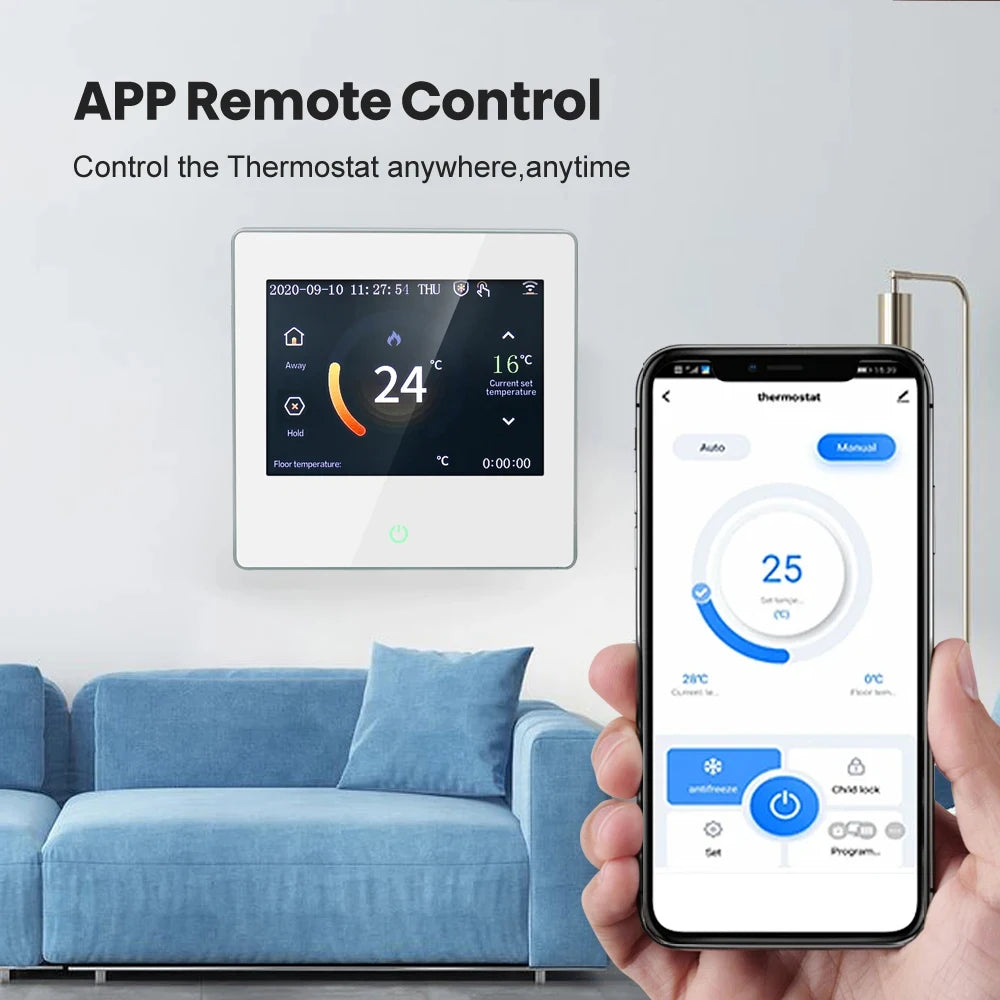 Tuya WiFi Smart Thermostat Temperature Heating Controller Water/Electric/Boiler Heating Led Touch Screen for Google Home/Alexa