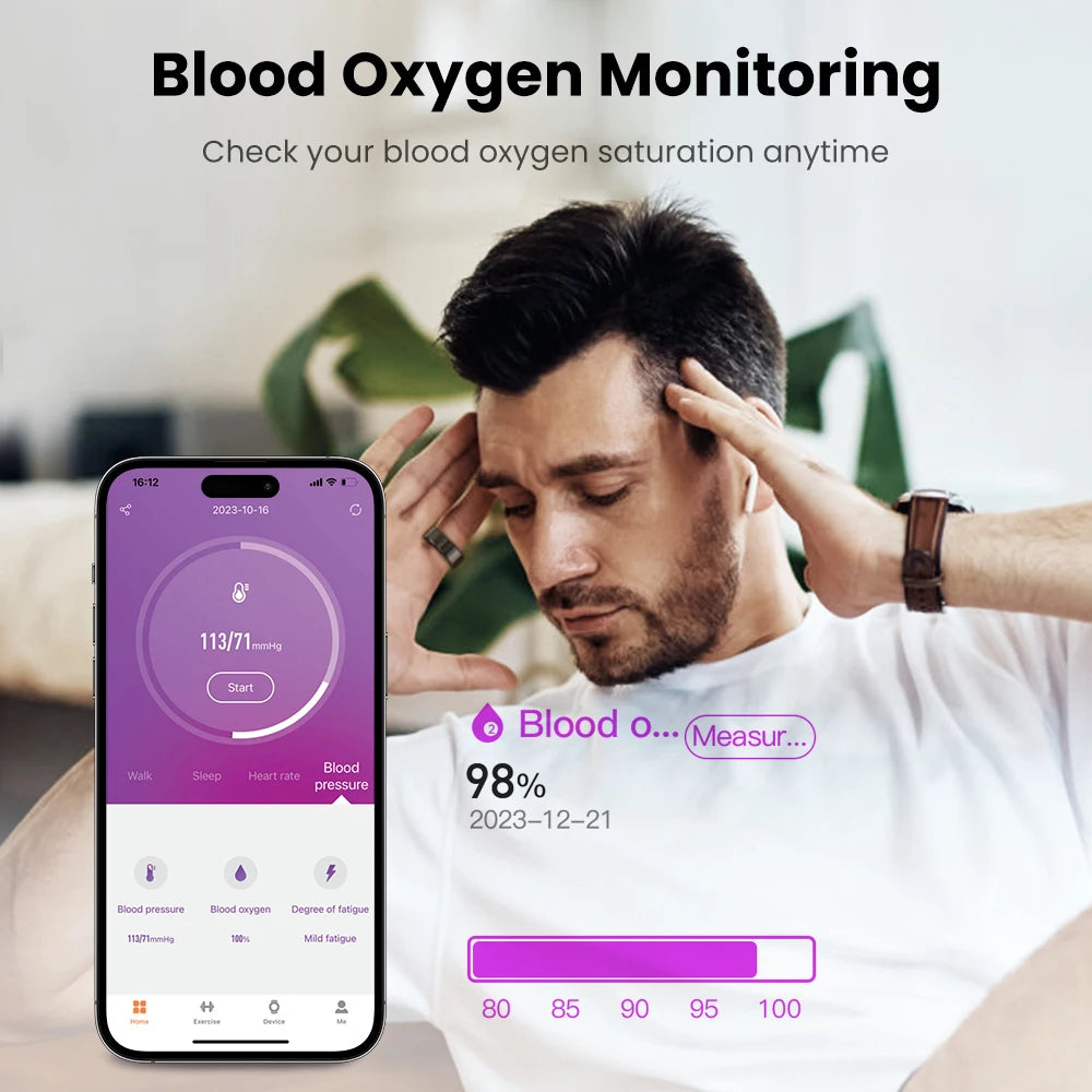 AVATTO Smart Ring Multifunctional Step Health Tracker Heart Rate Blood Oxygen Monitor Waterproof Sleep Fitness Monitor - Stereotech