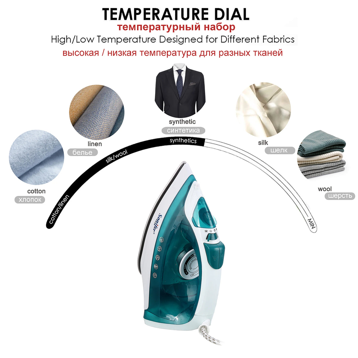 Electric Iron Portable Mini Garment Steamer Steam Iron For Clothing Iron Adjustable Ceramic Soleplate Iron For Ironing Sonifer - Stereotech