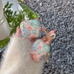 Retro Pink Flower+Hanger For Apple AirPods 1 2 Pro Bluetooth Headphone Cover 3rd Generation Silicone Soft Cover Protective Case - Stereotech