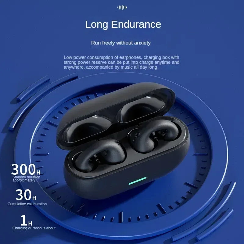 NEW Bluetooth 5.3 Wireless Bone Conduction Headphones T75 Clip Ear Music Noise Canceling Headset HD Call Sports Gaming Earphone - Stereotech